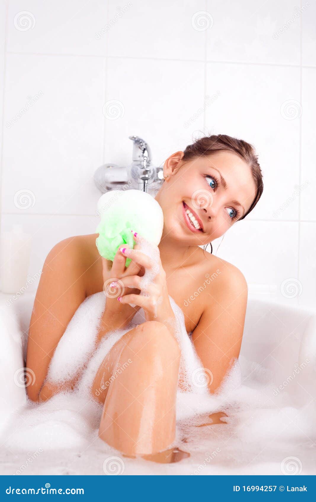 woman taking a bath stock of